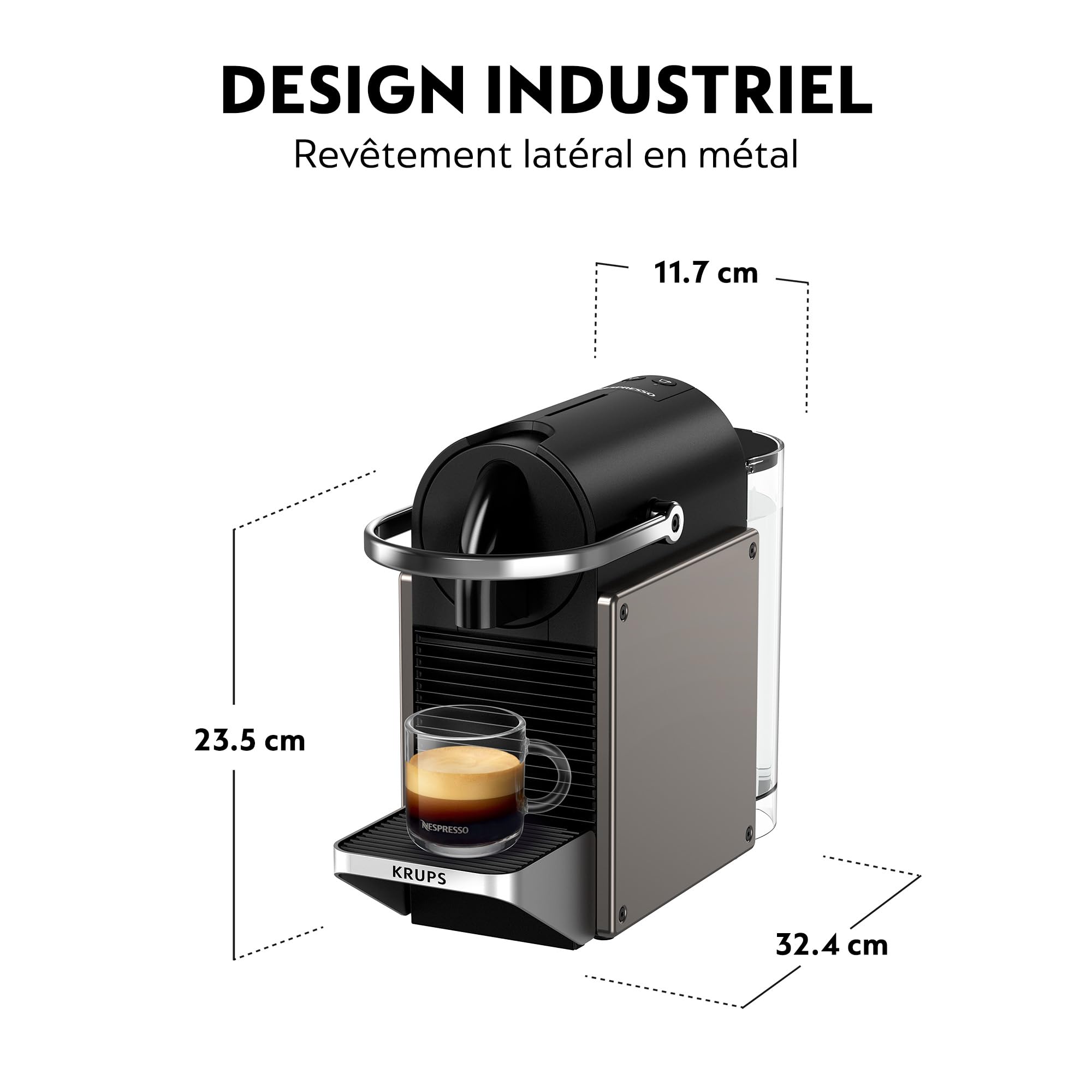 Lumero Pixie – Machine à Café à Capsules Compacte, Titane